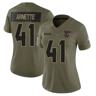 Damon Arnette Houston Texans Women's Limited 2025 Salute to Service Nike Jersey - Olive