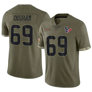 Ed Ingram Houston Texans Men's Limited 2022 Salute To Service Nike Jersey - Olive