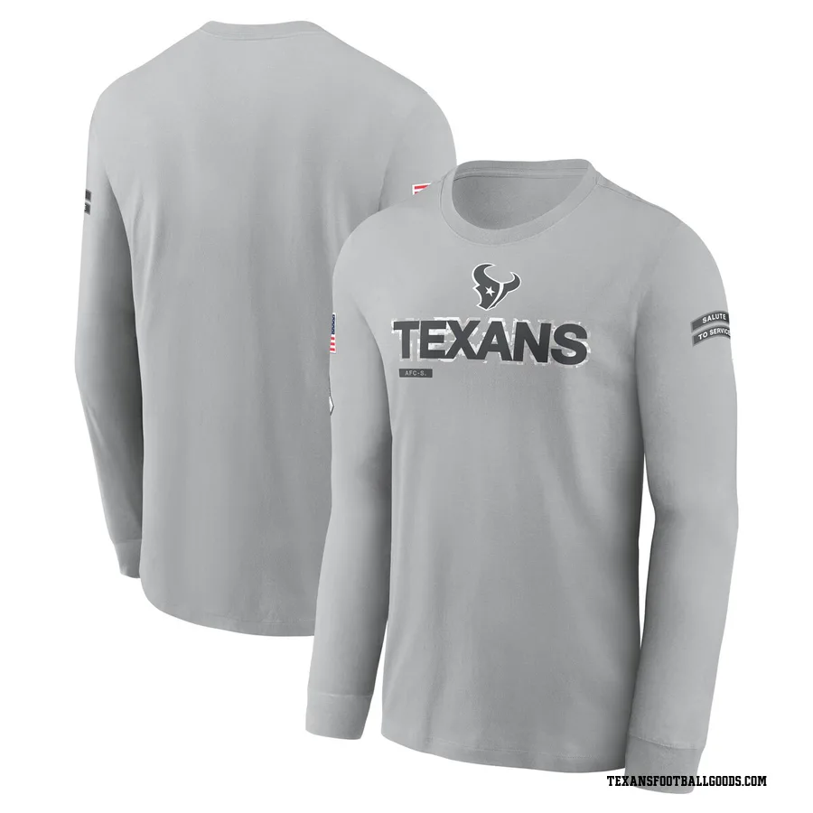 Houston Texans 2024 Salute To Service Long Sleeve T-Shirt Gray