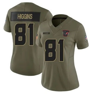 Jayden Higgins Houston Texans Women's Limited 2025 Salute to Service Jersey - Olive