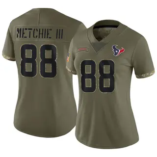 John Metchie III Houston Texans Women's Limited 2022 Salute To Service Nike Jersey - Olive