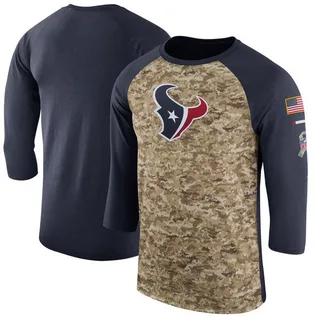 Men's Houston Texans Camo/Navy Salute to Service Sideline Legend Performance Three-Quarter Sleeve T-Shirt