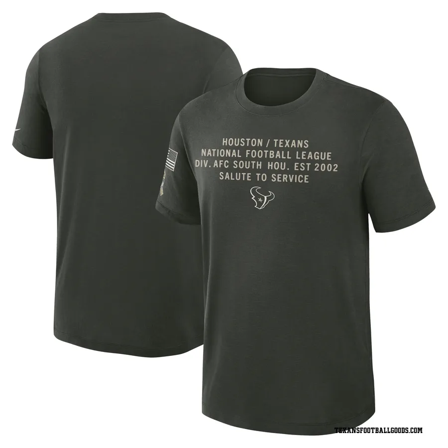 Men's Houston Texans Dark Green 2025 Salute to Service Sideline Slub T-Shirt