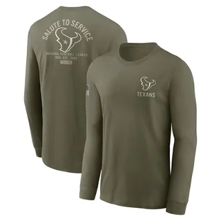 Men's Houston Texans Olive 2025 Salute to Service Sideline Long Sleeve T-Shirt