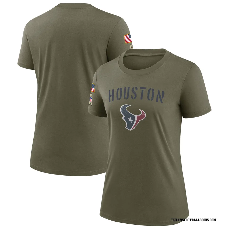 Women's Houston Texans Olive 2022 Salute To Service Legend T-Shirt