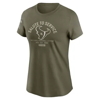 Women's Houston Texans Olive 2025 Salute to Service Sideline T-Shirt