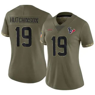 Xavier Hutchinson Houston Texans Women's Limited 2022 Salute To Service Nike Jersey - Olive