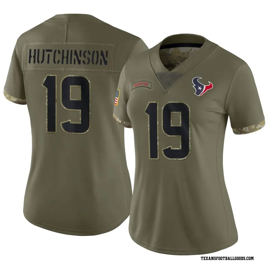 Xavier Hutchinson Houston Texans Women's Limited 2022 Salute To Service Nike Jersey - Olive