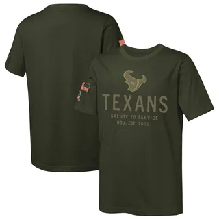 Youth Houston Texans Olive 2025 Salute to Service Sideline T-Shirt